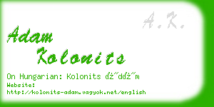 adam kolonits business card